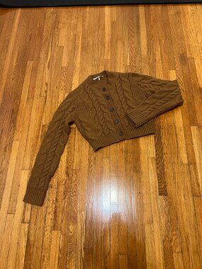 Frame 100% Merino Wool Brown Camel Cable Knit Cardigan - Women's Small